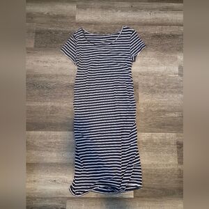 Motherhood Maternity Navy and White Striped Maxi Skirt
